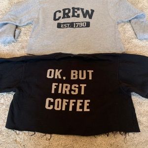 Two Brandy Melville Crop Top Sweatshirts